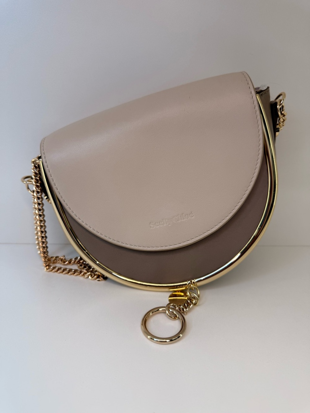 See By Chloe Leather Taupe & Tan Cross Body Bag